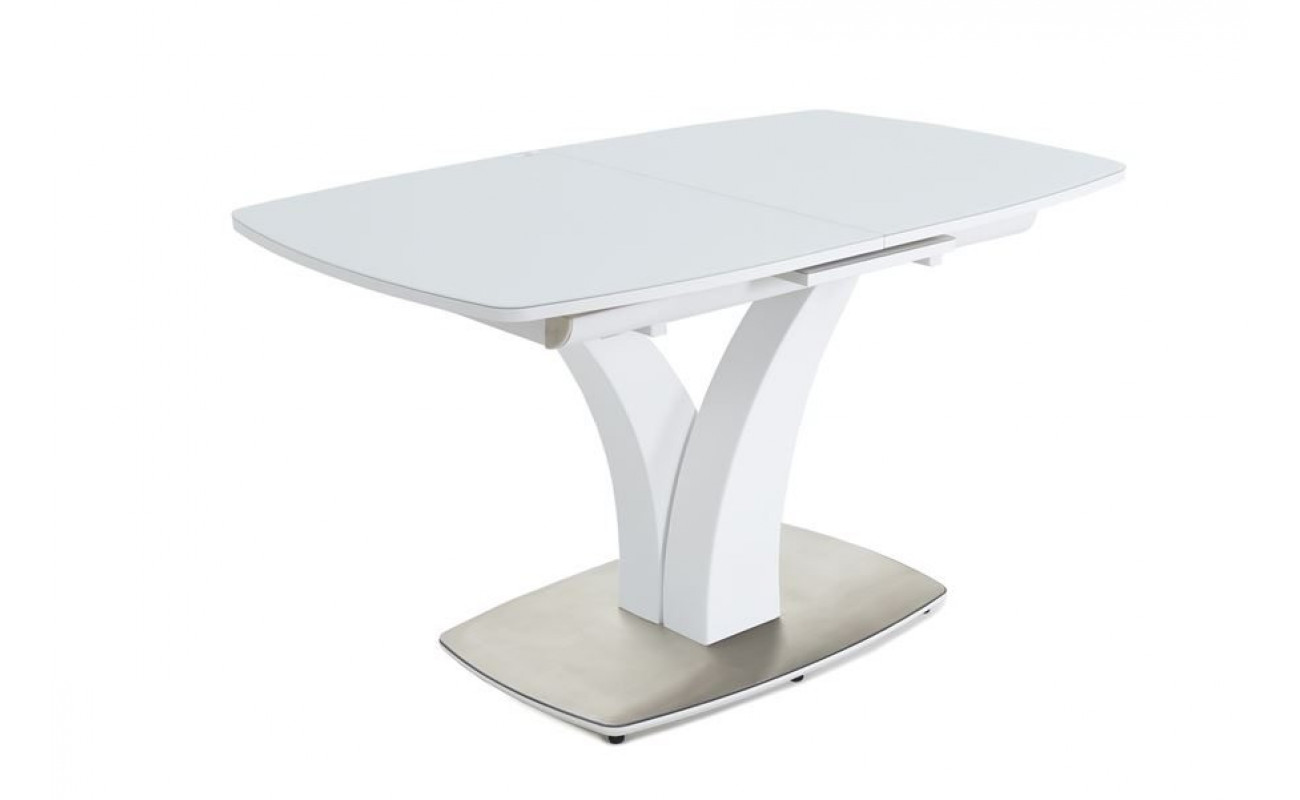 Стол Нотр Дам ПМ (OPTIWHITE/ 1400(1715)*850/ Цвет стекла:Белый / Цвет ЛДСП:Белый)