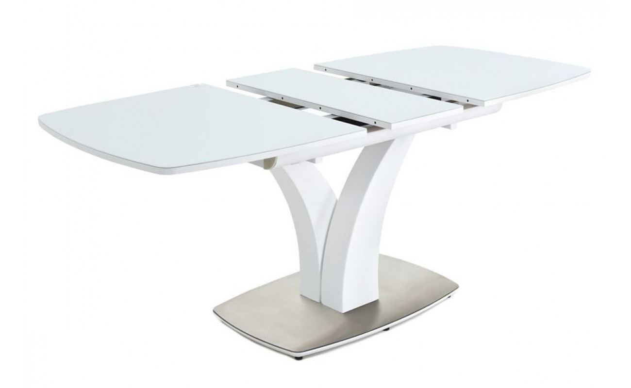 Стол Нотр Дам ПМ (OPTIWHITE/ 1400(1715)*850/ Цвет стекла:Белый / Цвет ЛДСП:Белый)