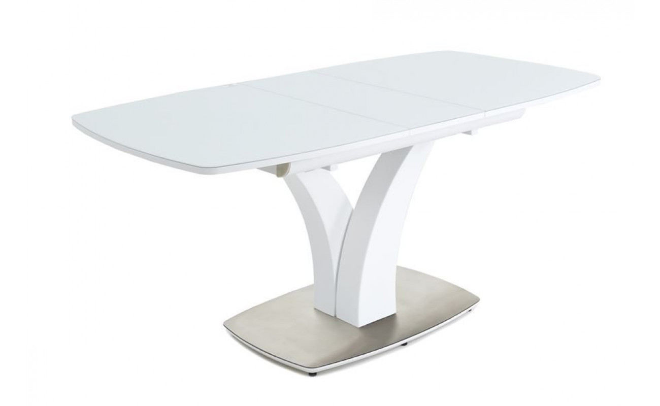 Стол Нотр Дам ПМ (OPTIWHITE/ 1400(1715)*850/ Цвет стекла:Белый / Цвет ЛДСП:Белый)
